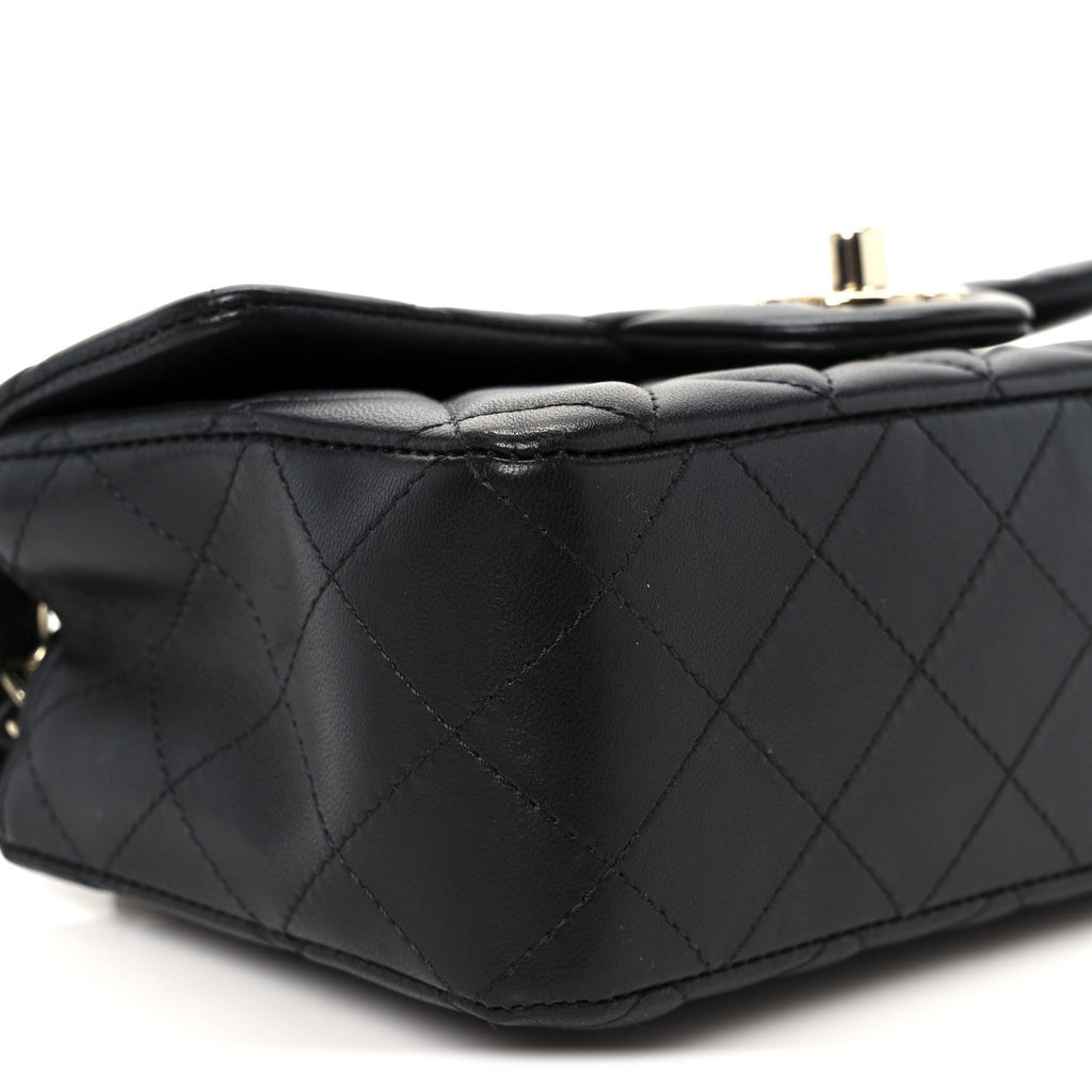 Lambskin Quilted Mini Rectangular Flap Black