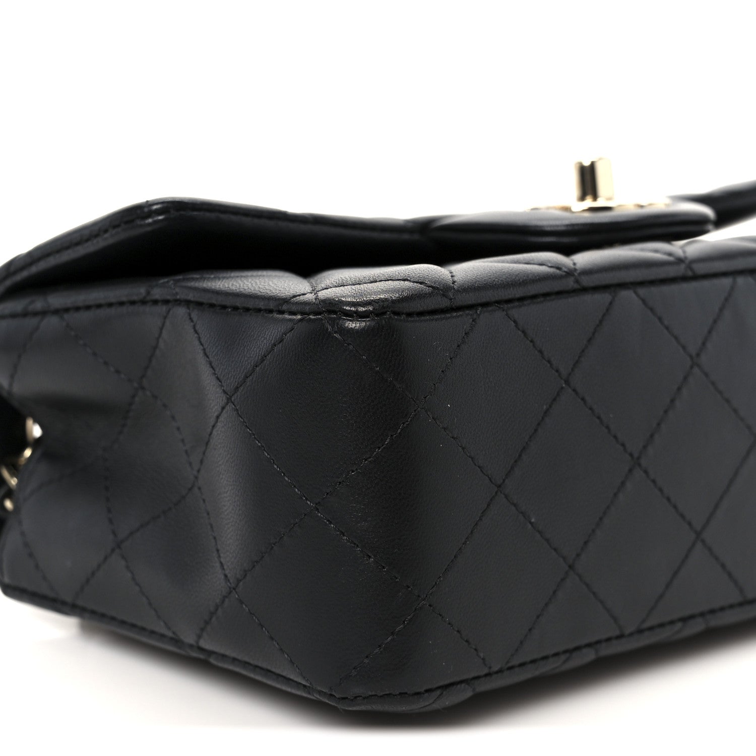 Lambskin Quilted Mini Rectangular Flap Black