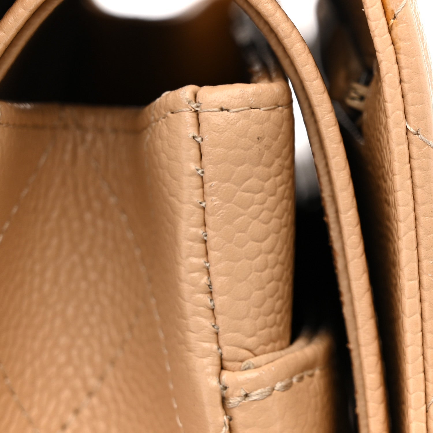 Caviar Quilted Jumbo Double Flap Beige