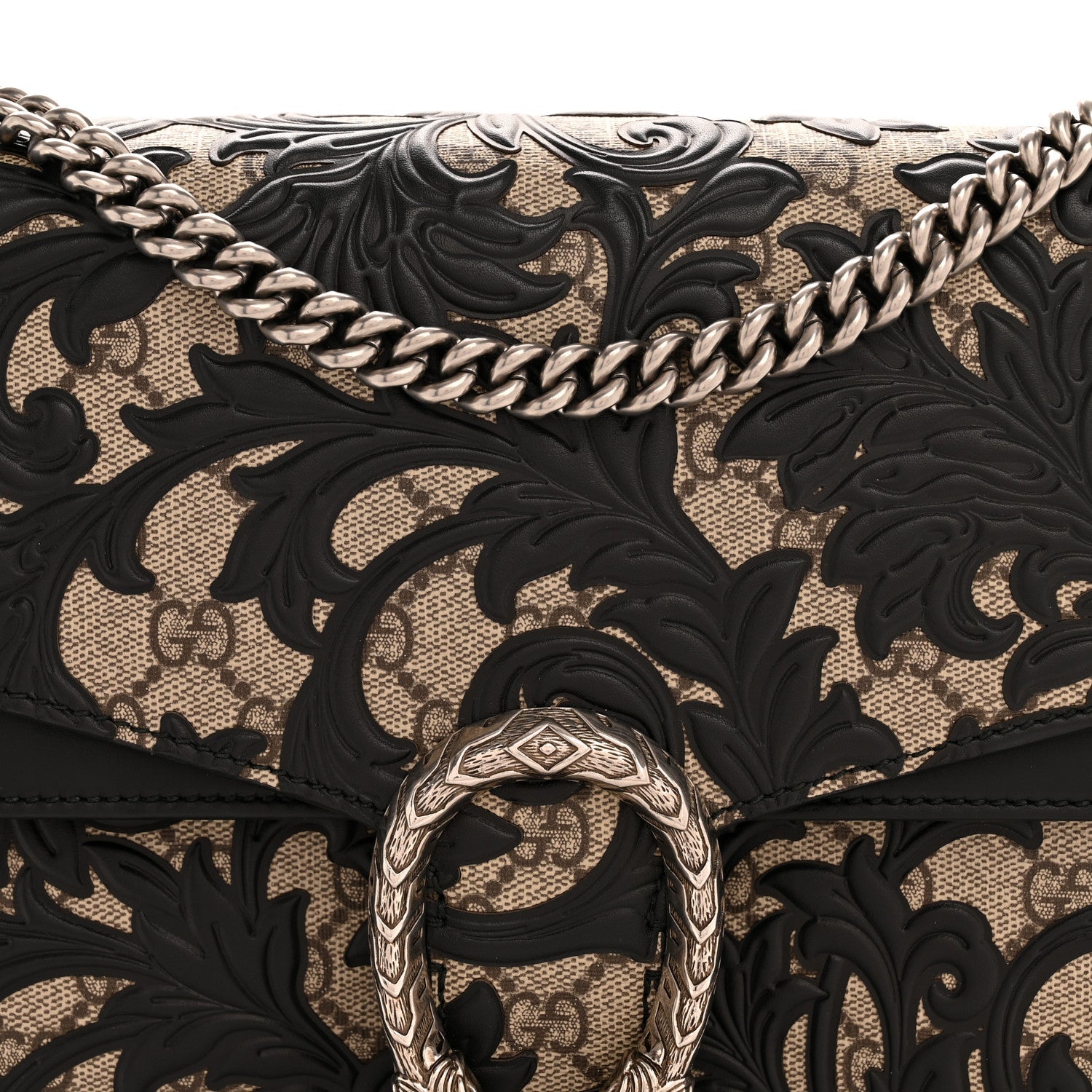 GG Supreme Monogram Arabesque Medium Dionysus Shoulder Bag Black