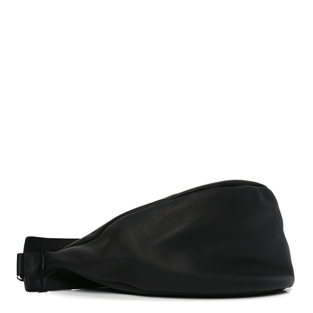 Grained Calfskin Large Slouchy Banana Bag Black
