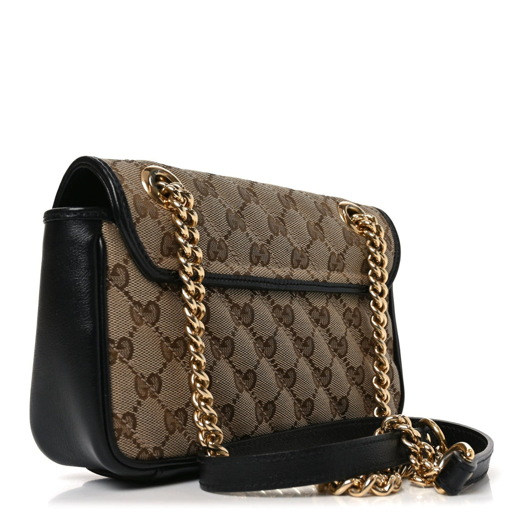Monogram Matelasse Diagonal Mini GG Marmont Shoulder Bag Beige Black