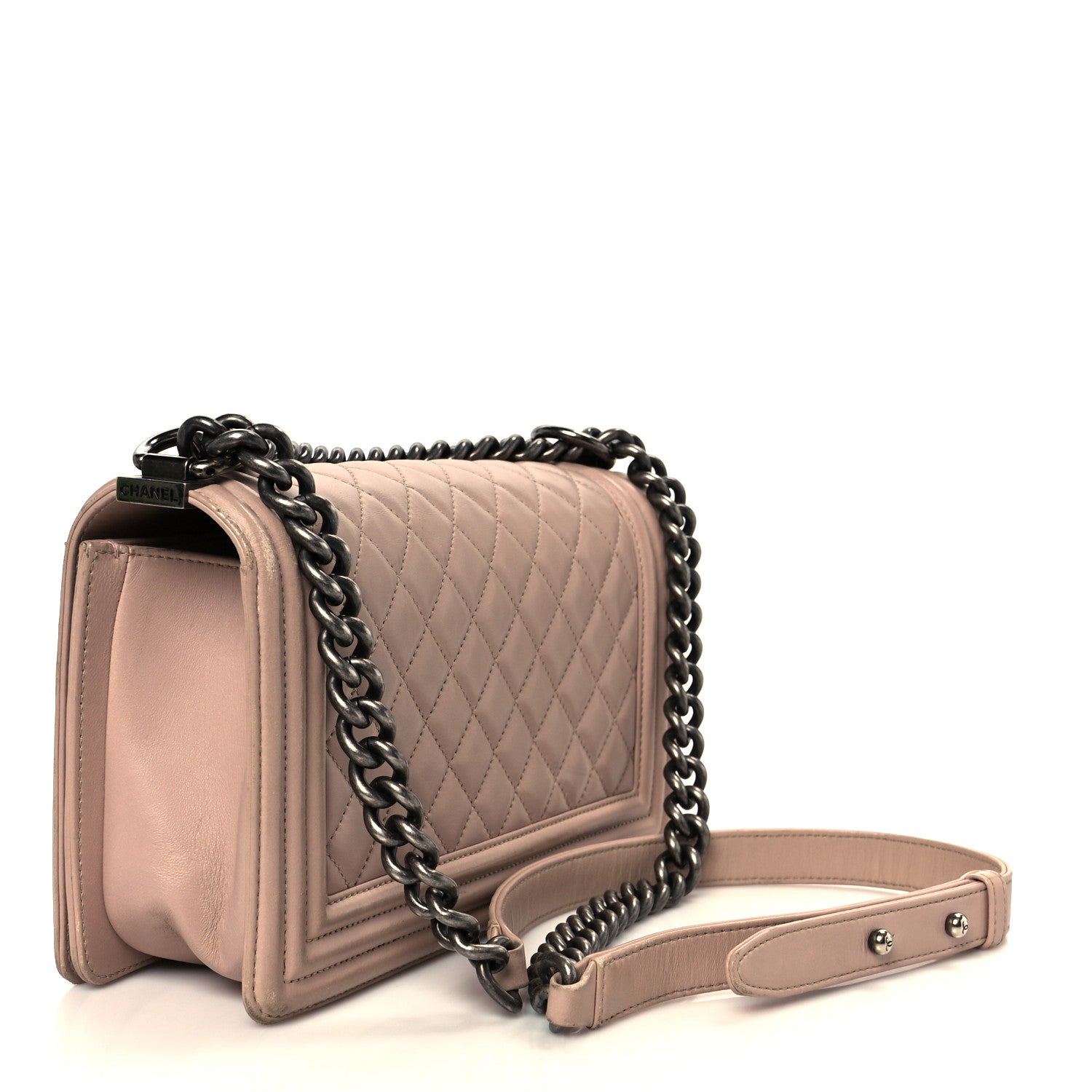 Lambskin Quilted Medium Boy Flap Light Pink