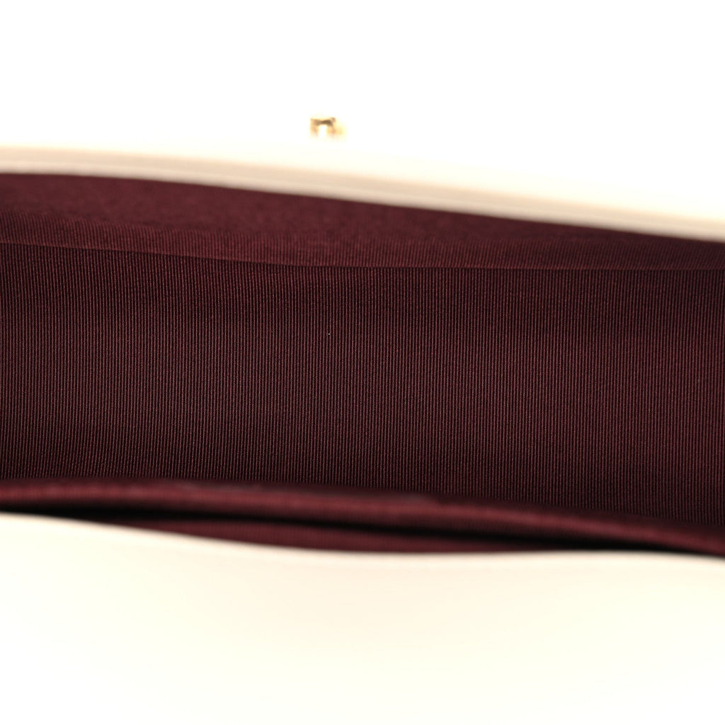 Caviar Suede Calfskin Chevron Medium Boy Flap White