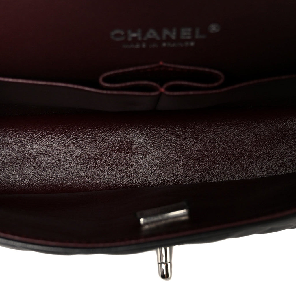 Lambskin Quilted Medium Double Flap Black