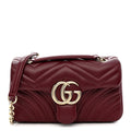 Lambskin Matelasse Small GG Marmont Shoulder Bag Rosso Ancora