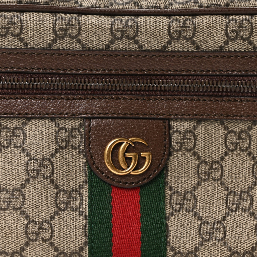 Soft GG Supreme Monogram Medium Ophidia Belt Bag Dark Brown