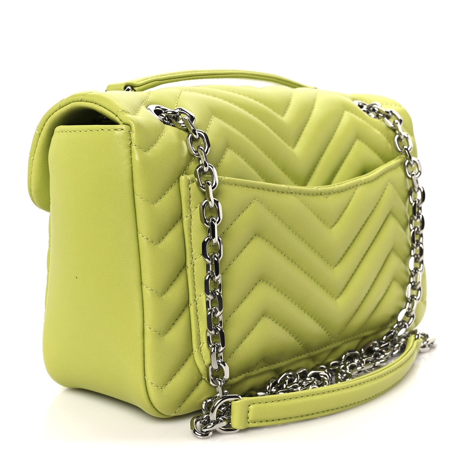 Calfskin Matelasse Medium GG Marmont Shoulder Bag Bright Green
