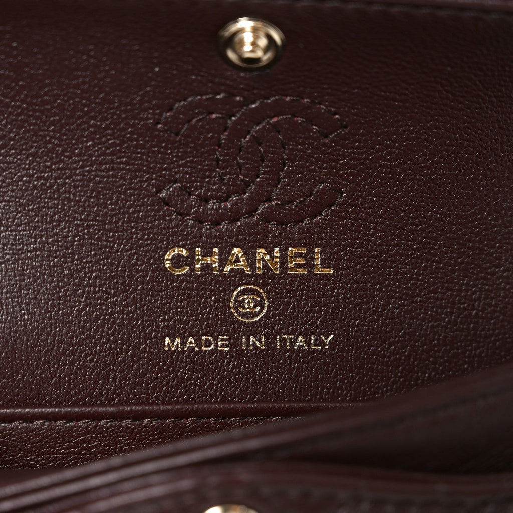 Lambskin Quilted Mini Double Flap With Hook Dark Brown