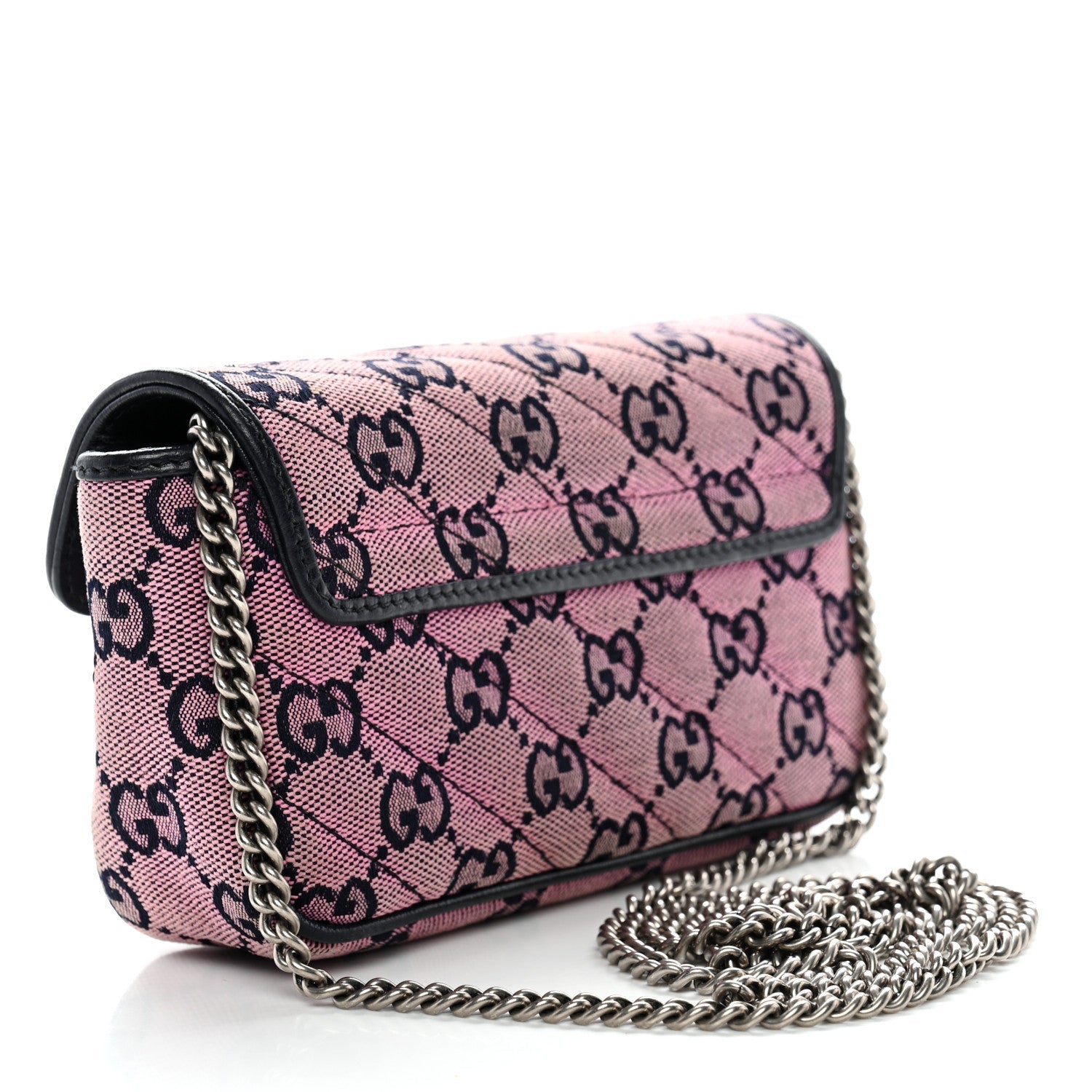Monogram Multicolor Matelasse Diagonal Super Mini GG Marmont Shoulder Bag Pink Blue