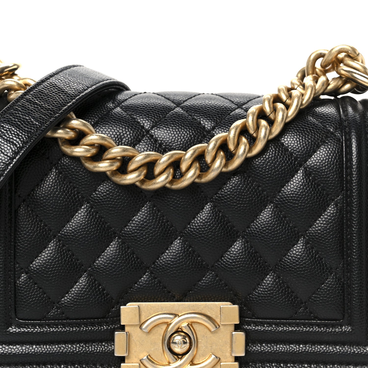 Caviar Quilted Small Boy Flap Black