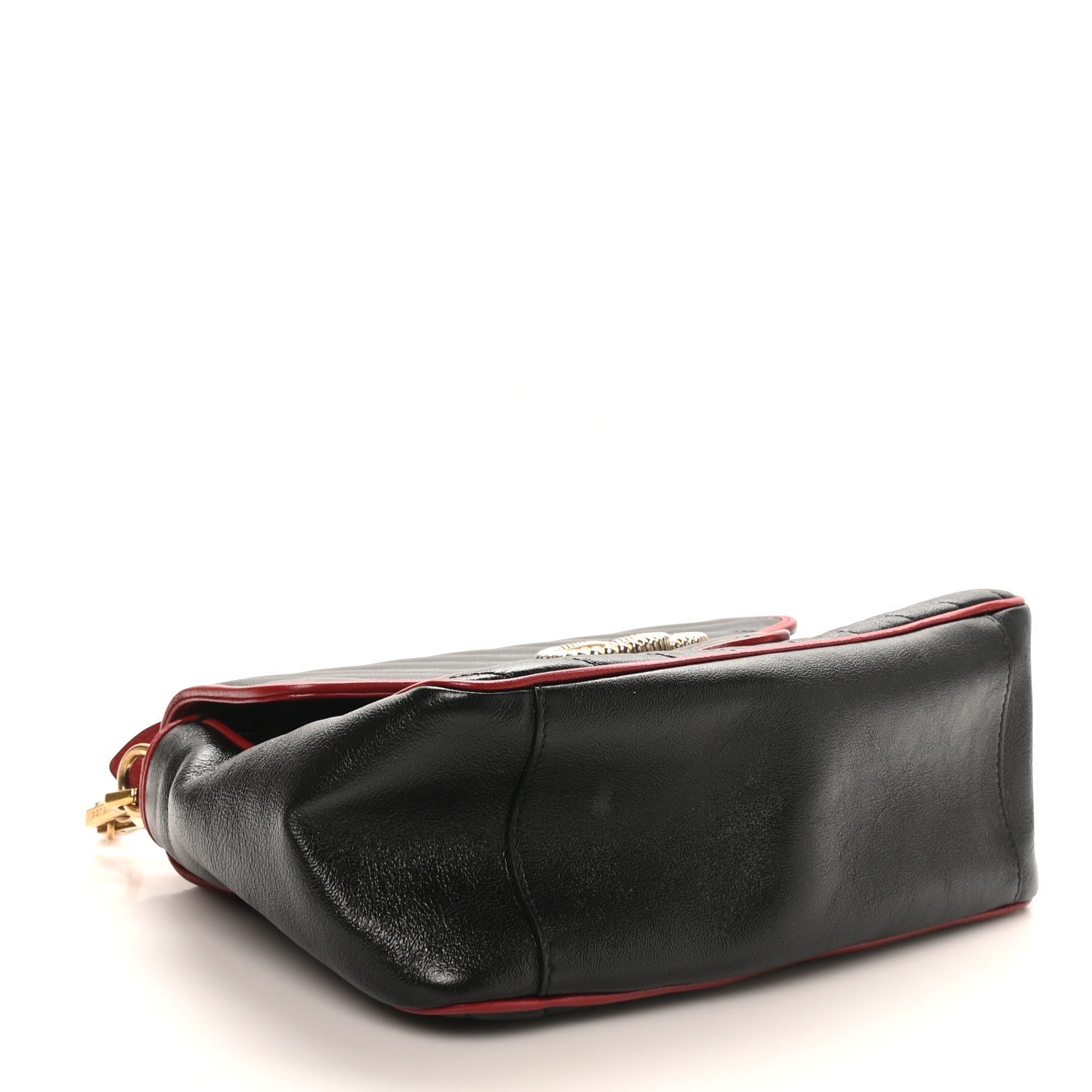 Vintage Effect Calfskin Matelasse Diagonal Small Torchon GG Marmont Top Handle Shoulder Bag Black Romantic Cherry