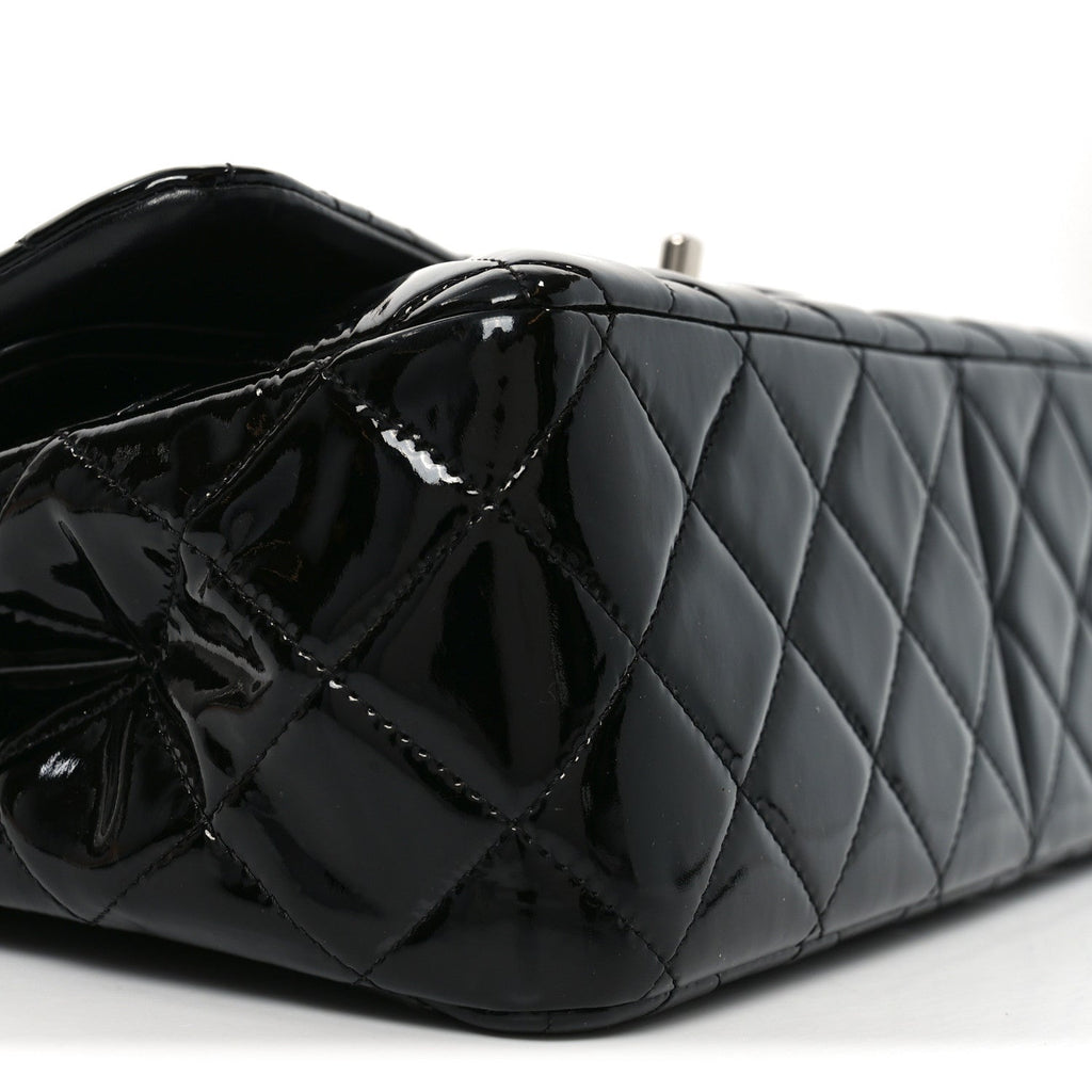 Patent Quilted Jumbo Double Flap Black