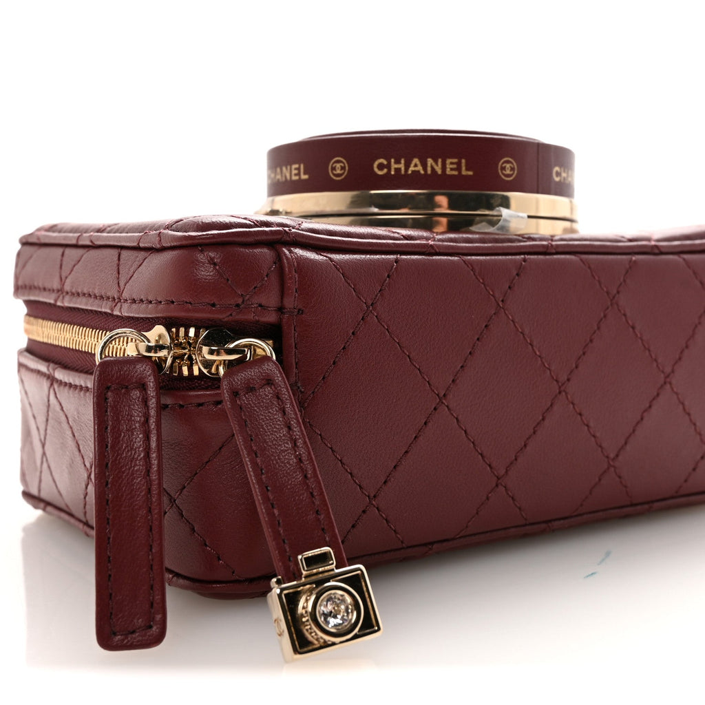 Lambskin Quilted Coco Click Bag Burgundy