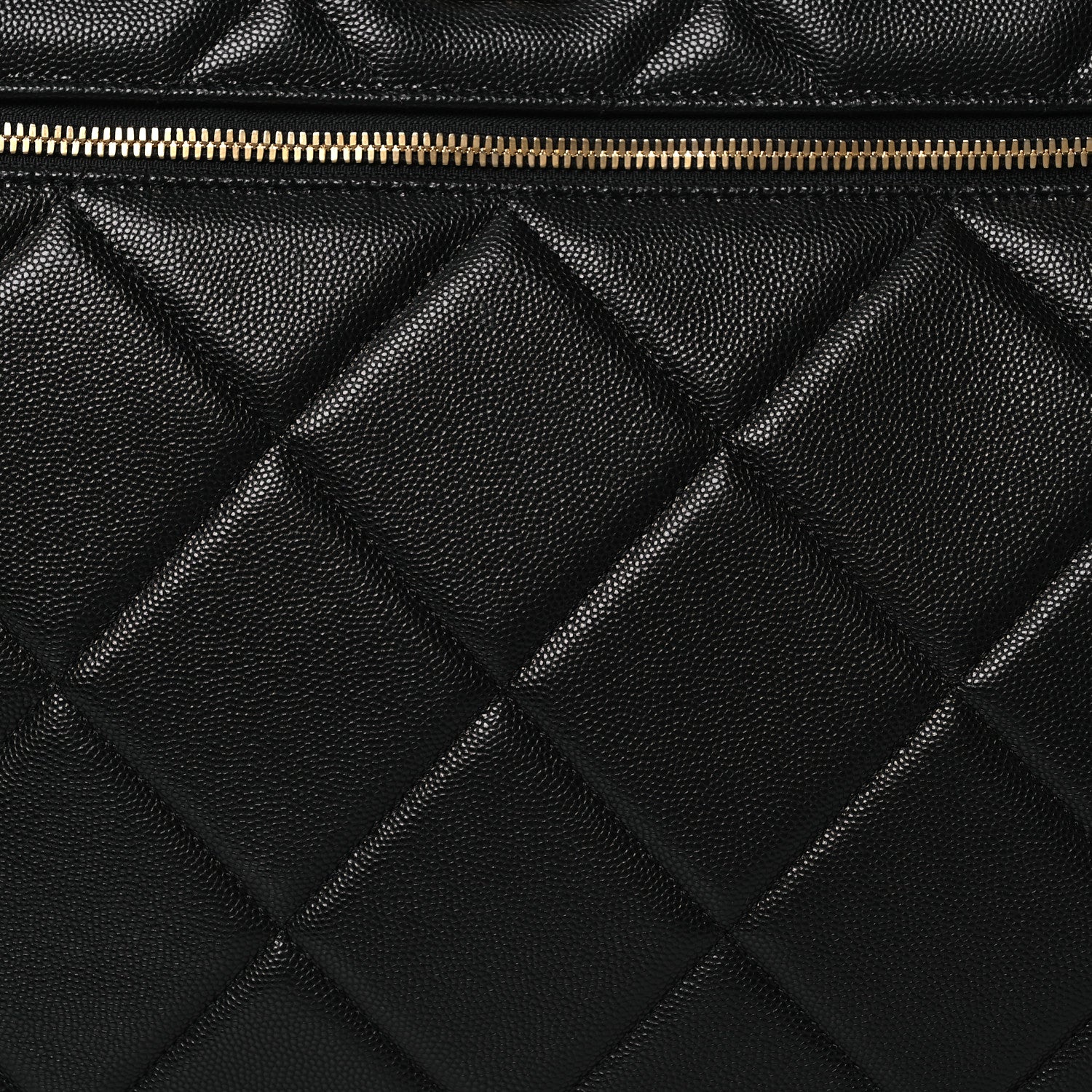 Shiny Grained Calfskin Quilted Large Travel Bowling Bag Black