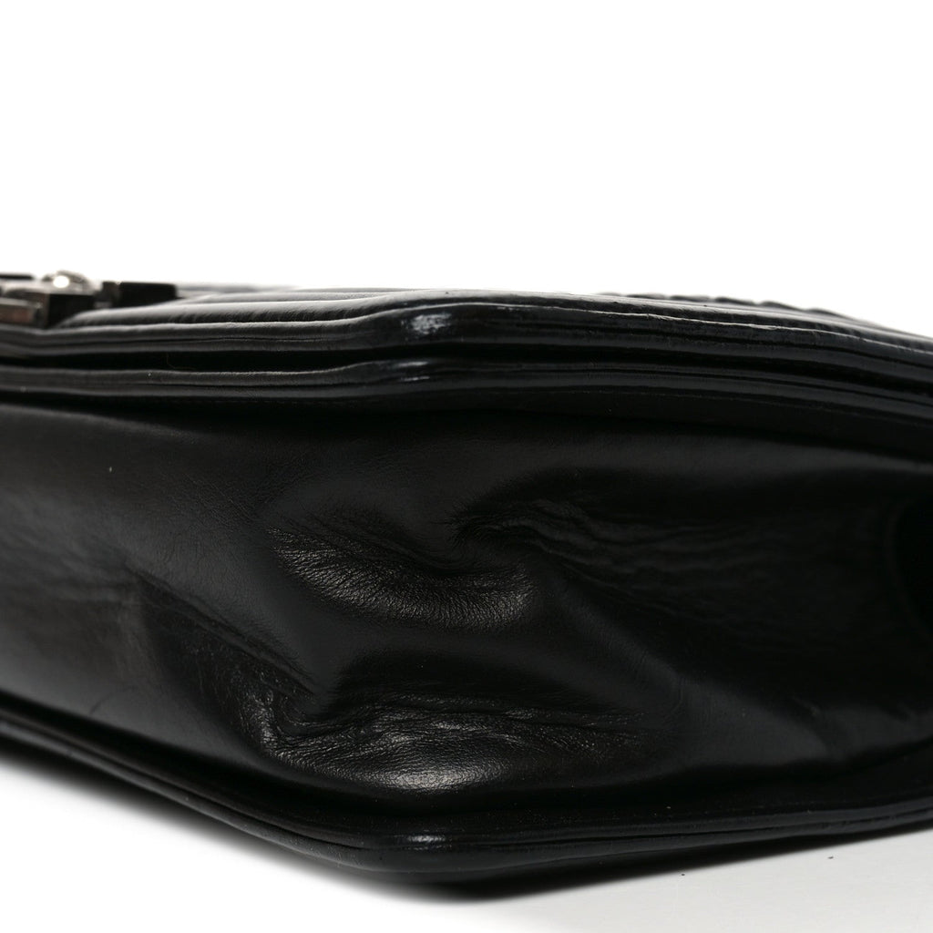 Calfskin Pleated Medium Boy Flap Black