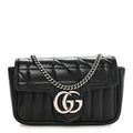 Calfskin Matelasse Aria Super Mini GG Marmont Shoulder Bag Black