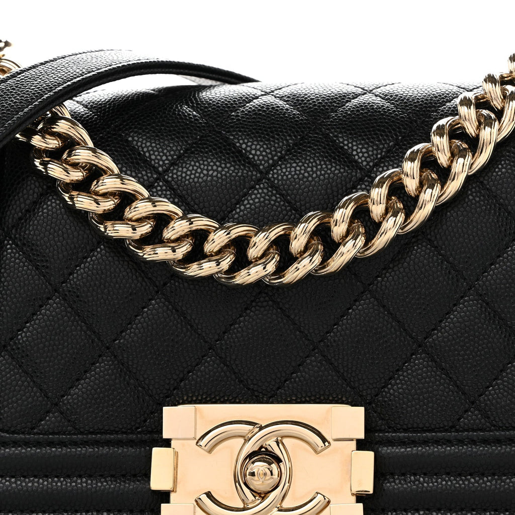 Caviar Quilted Small Boy Flap Black