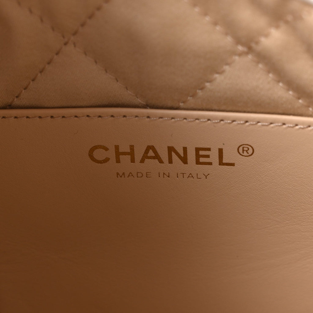 Shiny Calfskin Quilted Mini Chanel 22 White Black