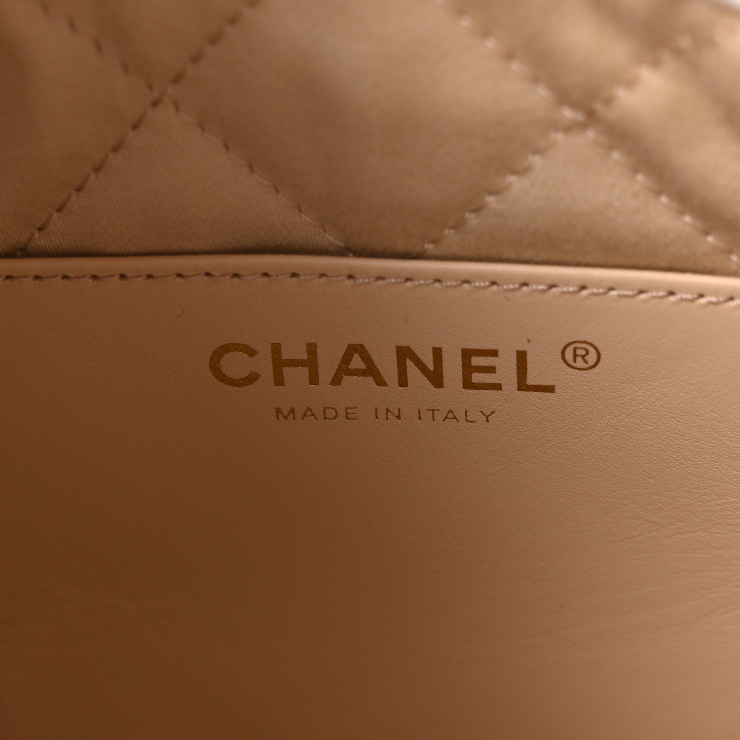 Shiny Calfskin Quilted Mini Chanel 22 White Black