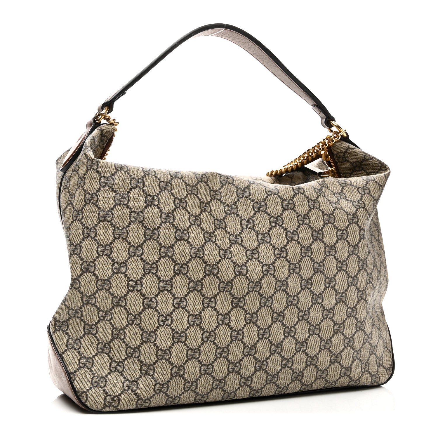 GG Supreme Monogram Large Linea A Hobo Light Brown