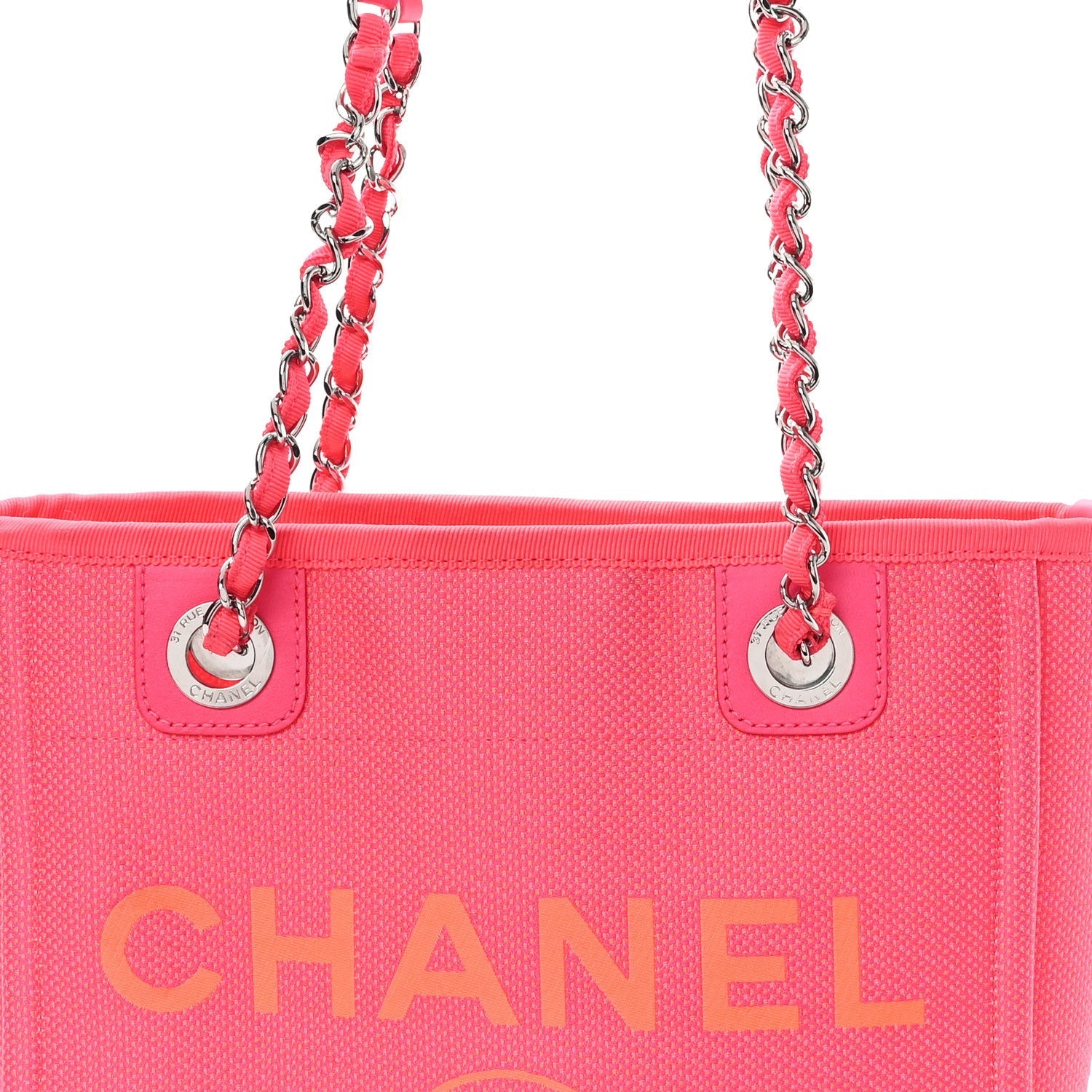 Canvas Mini Deauville Tote Pink Orange