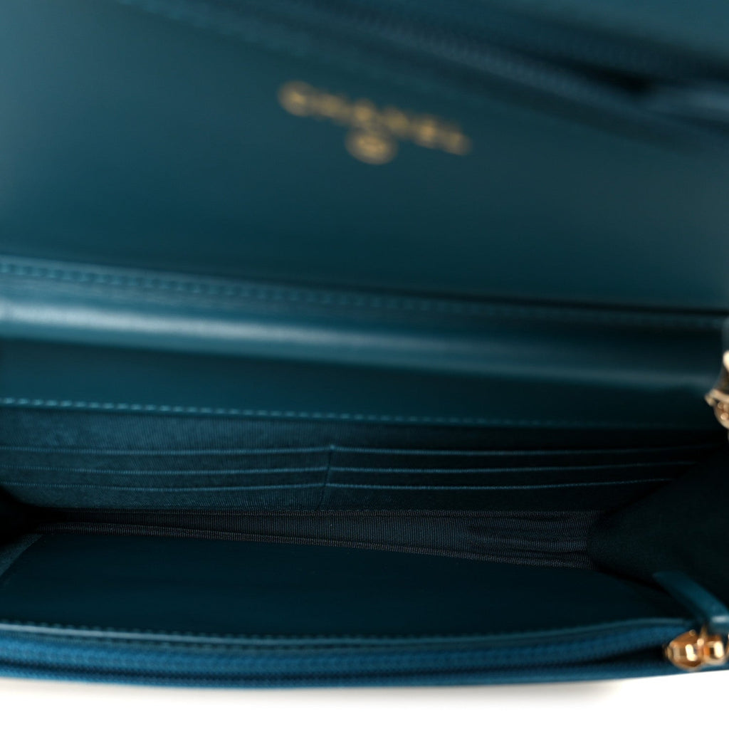 Caviar Quilted Boy Wallet On Chain WOC Blue