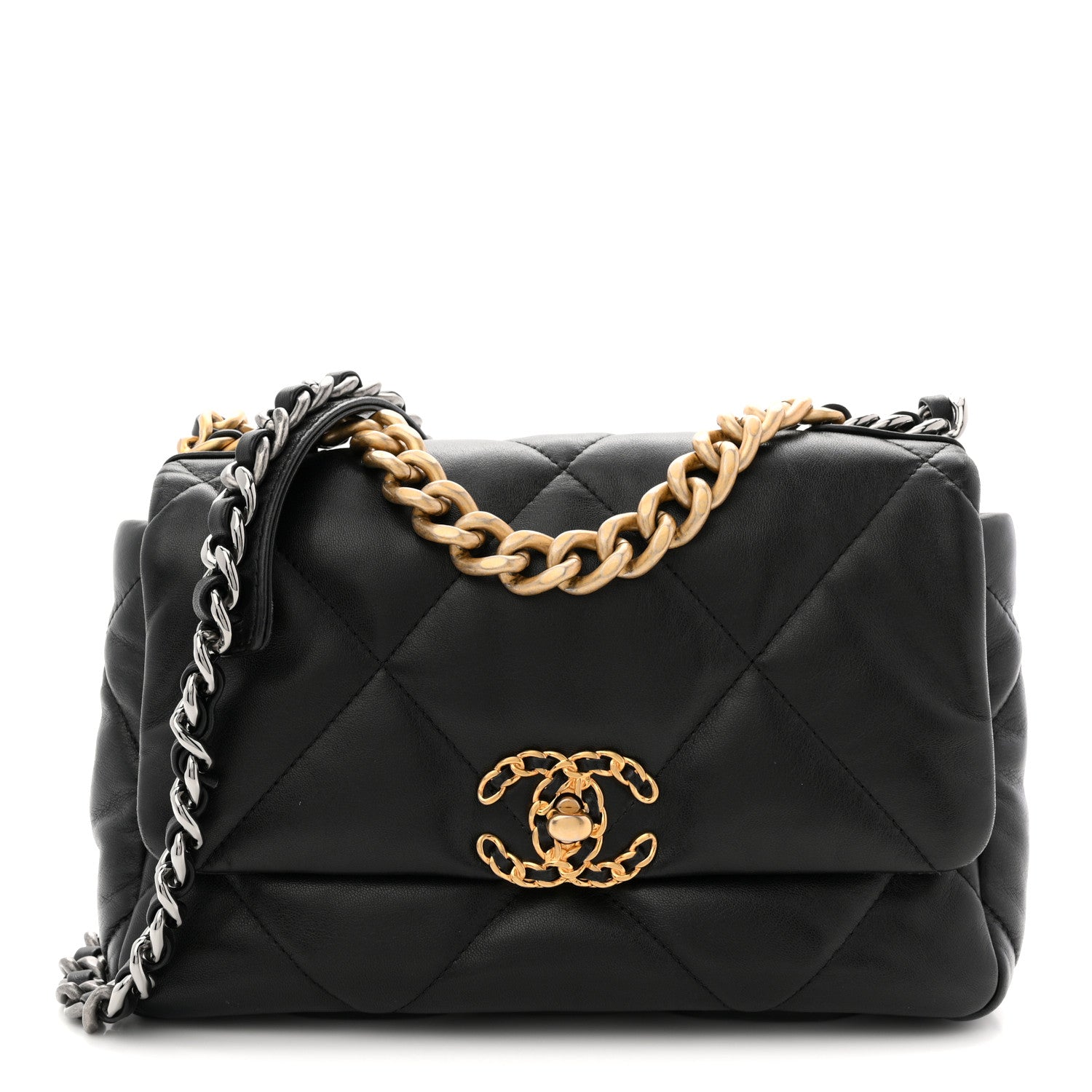 Lambskin Quilted Medium Chanel 19 Flap Black