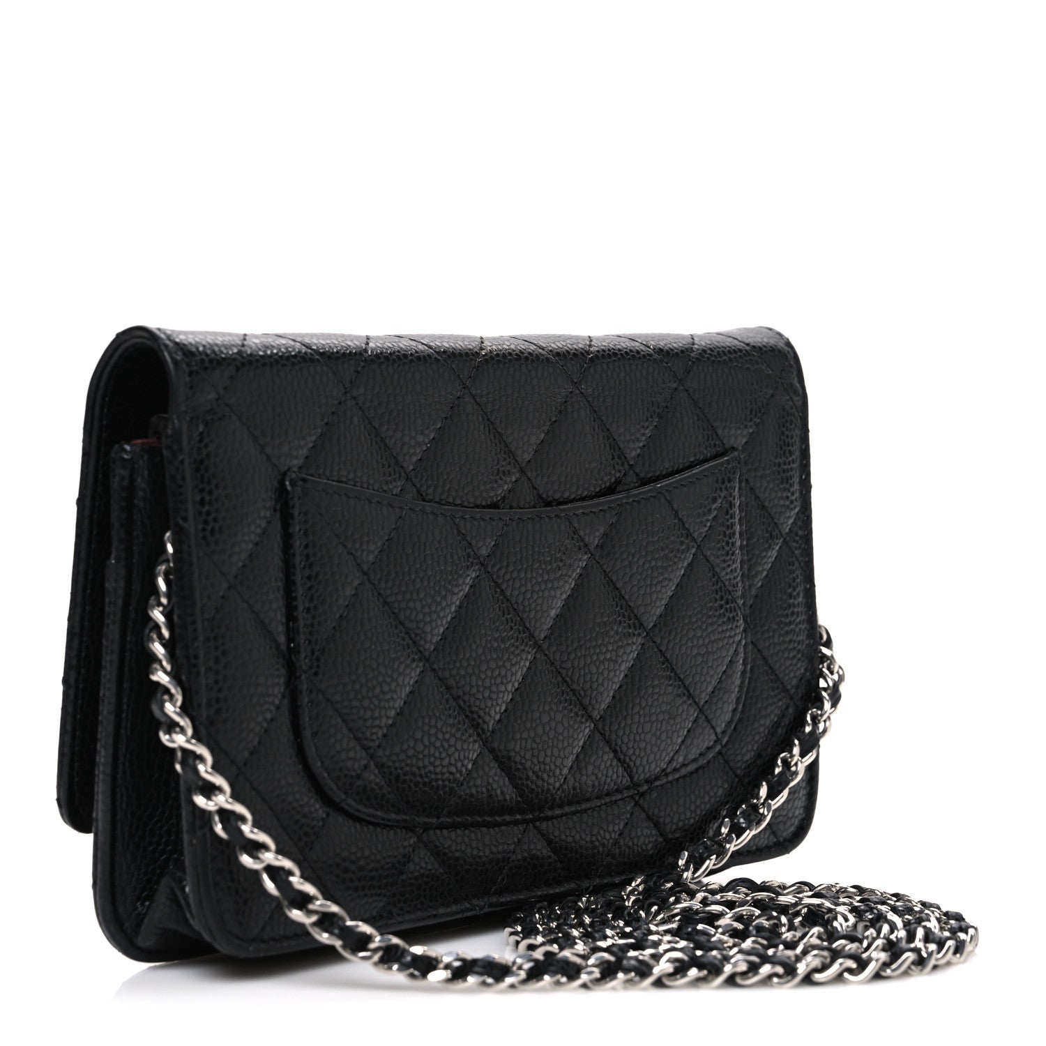 Caviar Quilted Wallet on Chain WOC Black