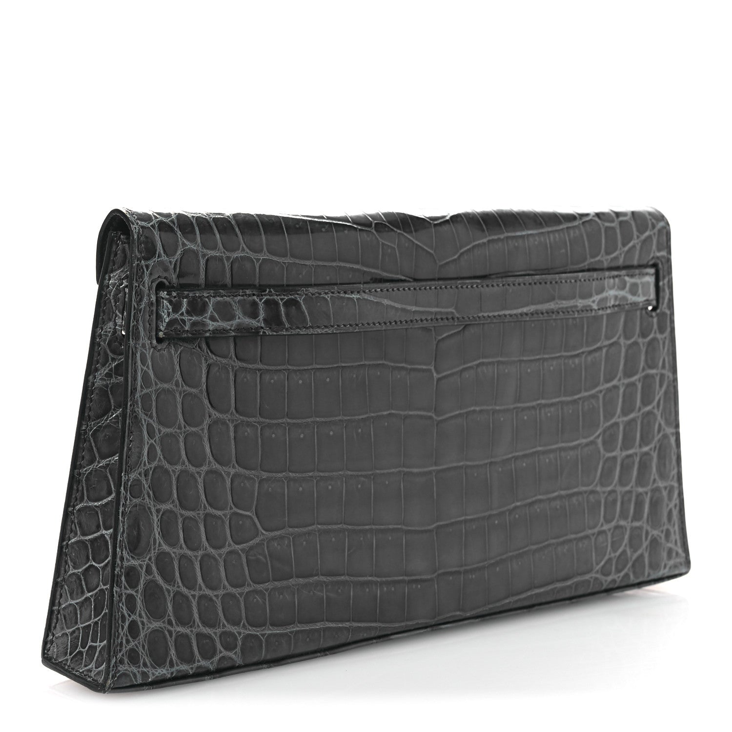 Shiny Niloticus Crocodile Kelly Elan Pochette Bleu Tempete