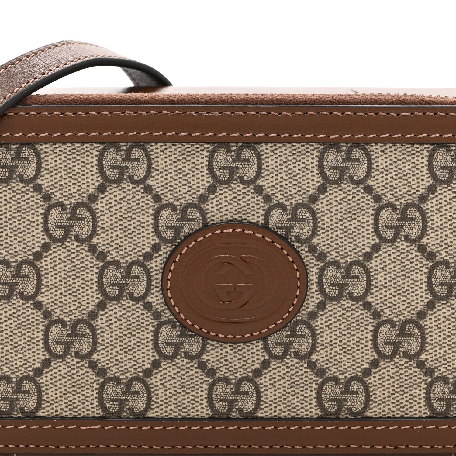 GG Supreme Monogram Azalea Calfskin Mini Retro Interlocking G Mini Shoulder Bag Beige Ebony Brown Sugar