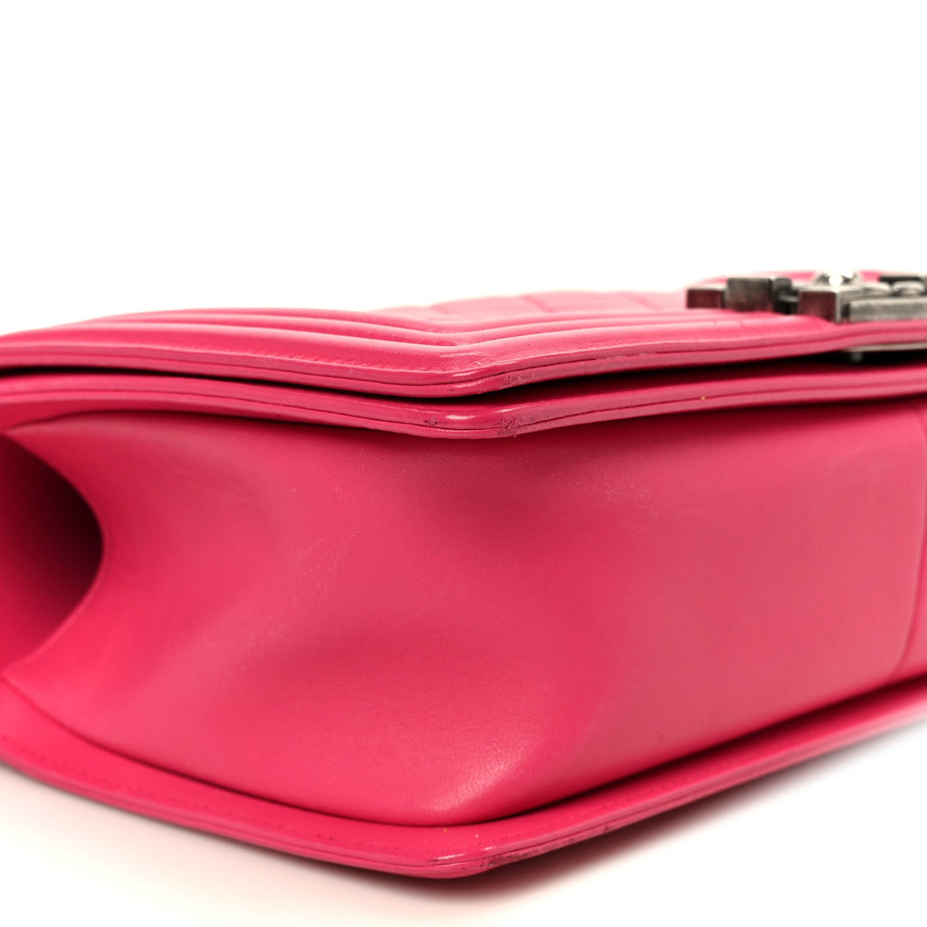 Lambskin Quilted Medium Boy Flap Dark Pink