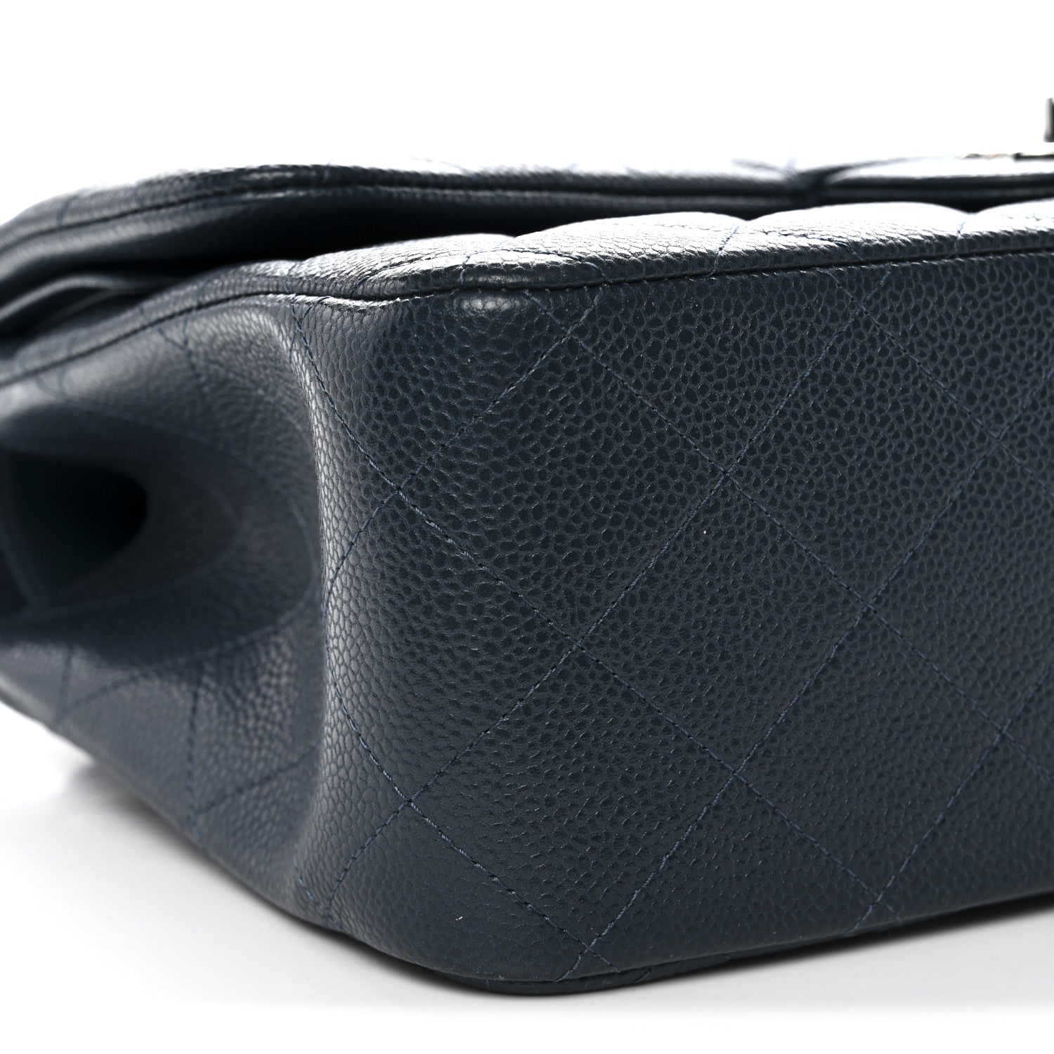 Caviar Quilted Jumbo Double Flap Blue