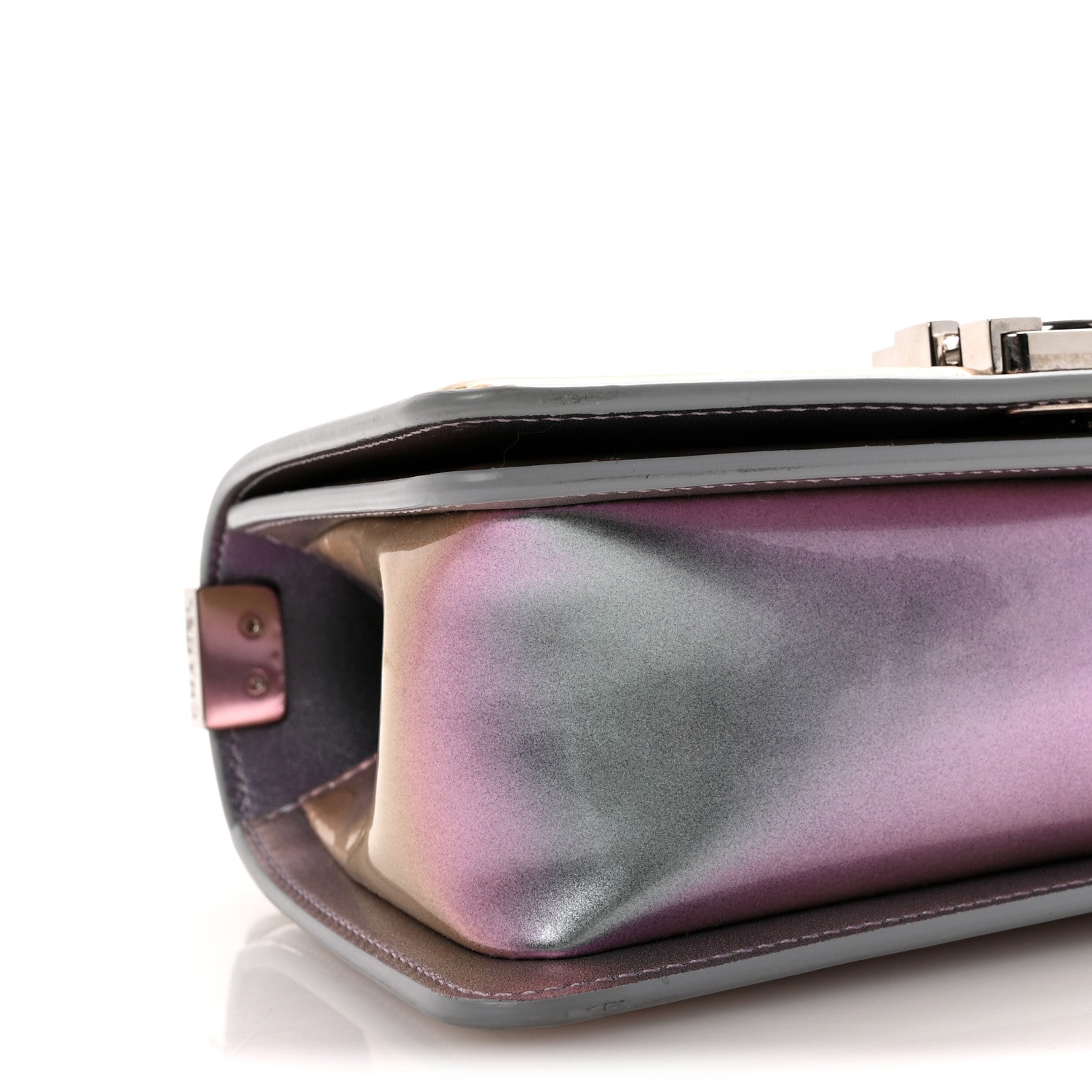 Iridescent Patent Calfskin PVC Quilted Small Boy Flap Light Purple
