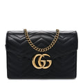 Calfskin Matelasse GG Marmont Chain Wallet Black