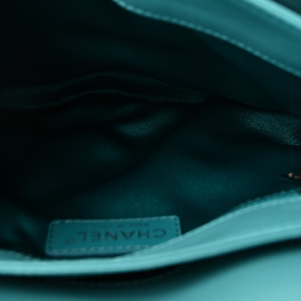 Calfskin Stitched Double Flap Bag Turquoise