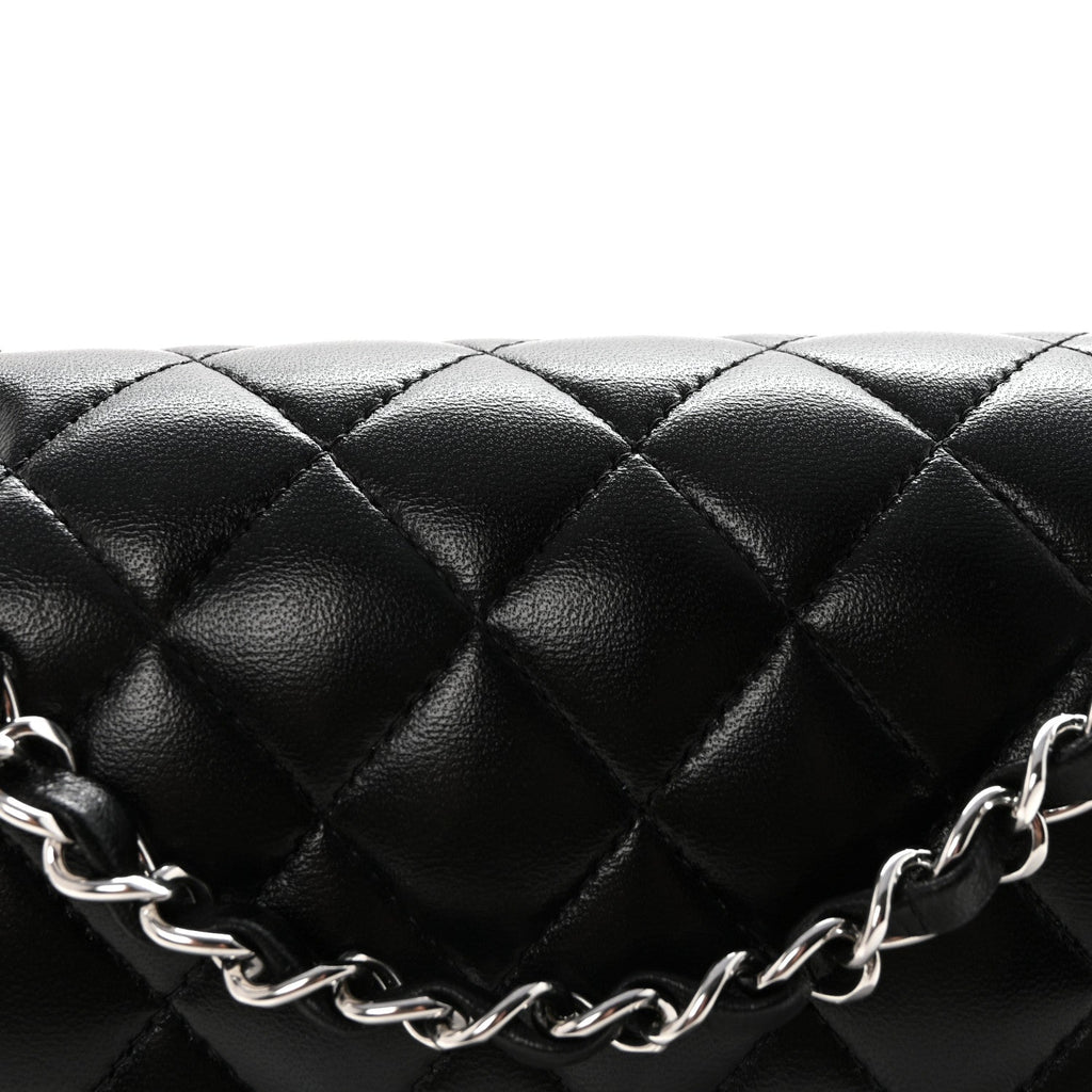 Lambskin Quilted Small Double Flap Black