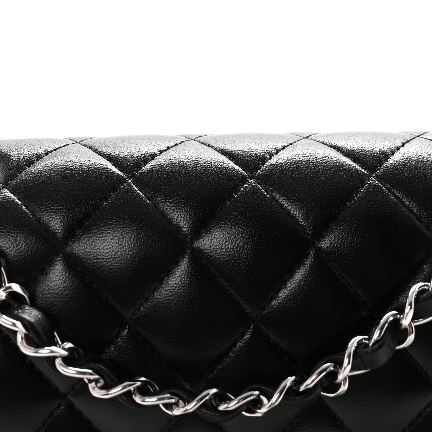 Lambskin Quilted Small Double Flap Black