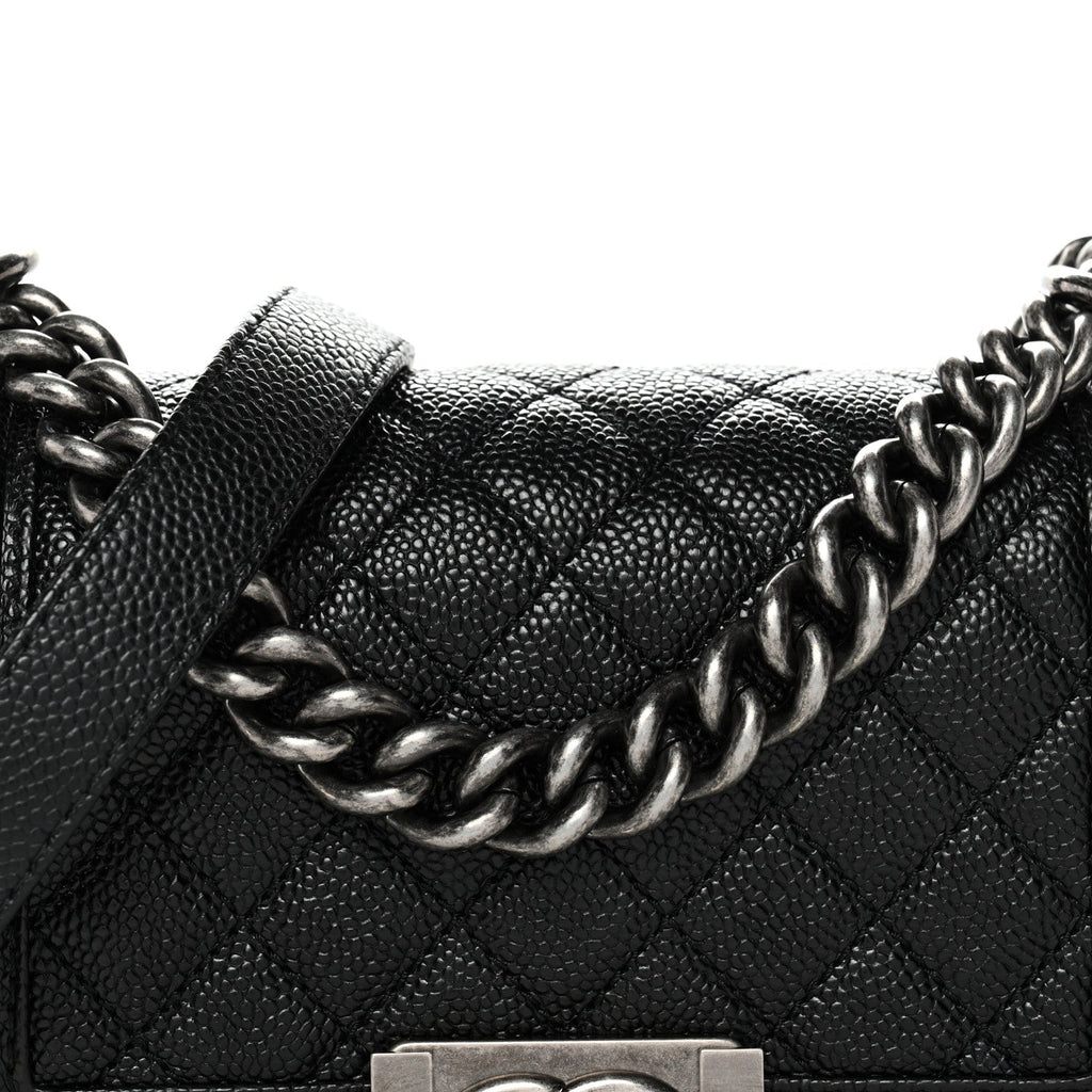 Caviar Quilted Small Boy Flap Black