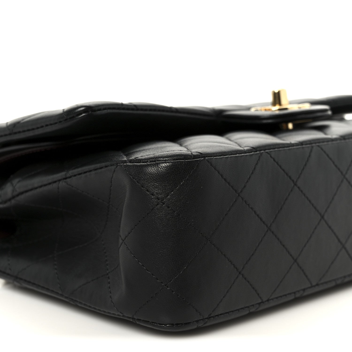 Lambskin Quilted Medium Double Flap Black