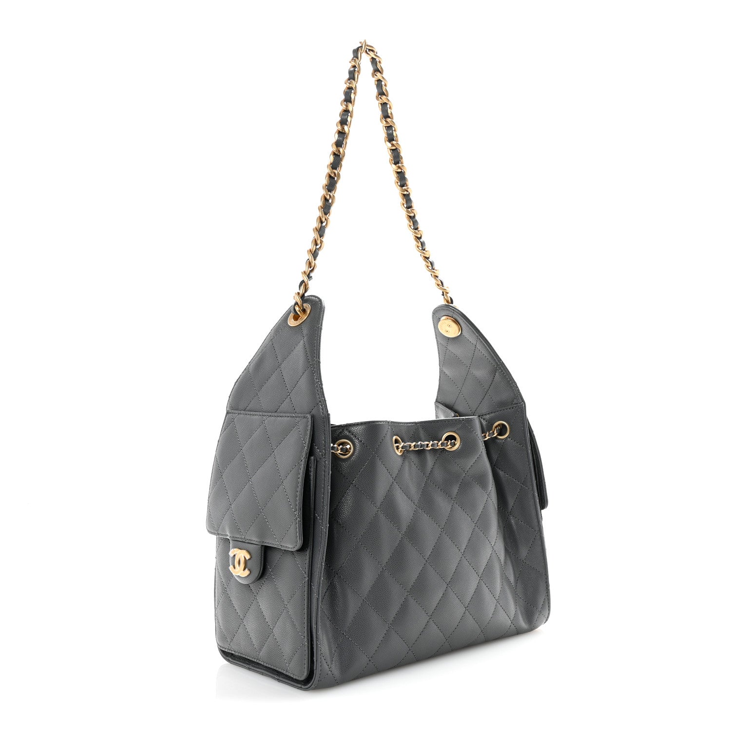 Caviar Quilted Small Chanel 25 Handbag Dark Grey