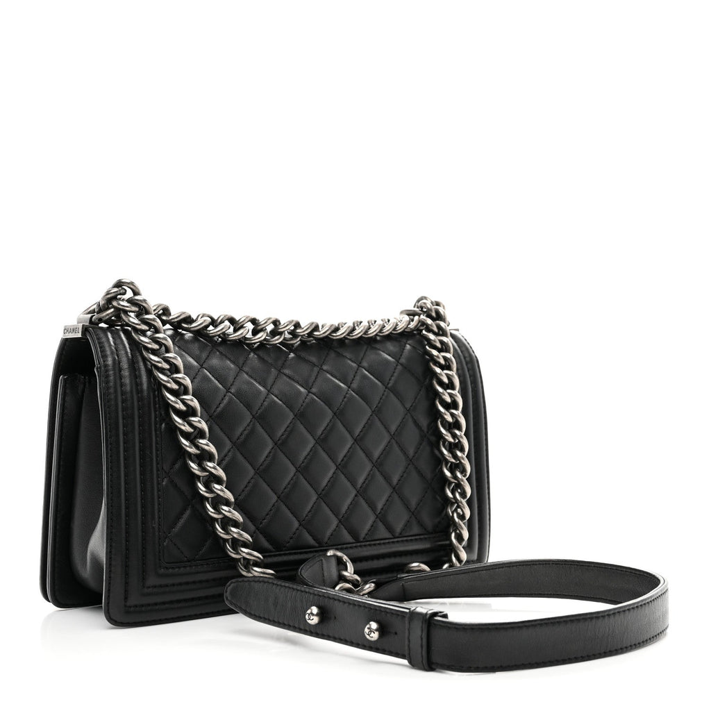 Calfskin Quilted Medium Boy Flap Black
