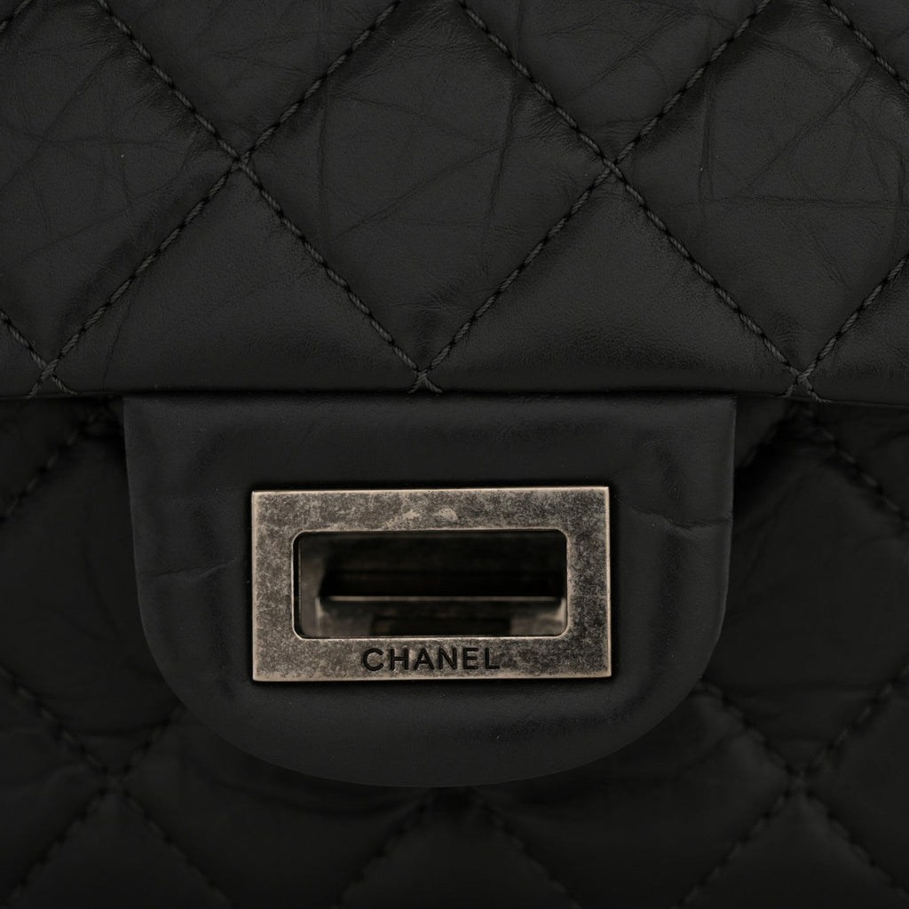 Aged Calfskin Quilted 2.55 Reissue 227 Flap Dark Grey