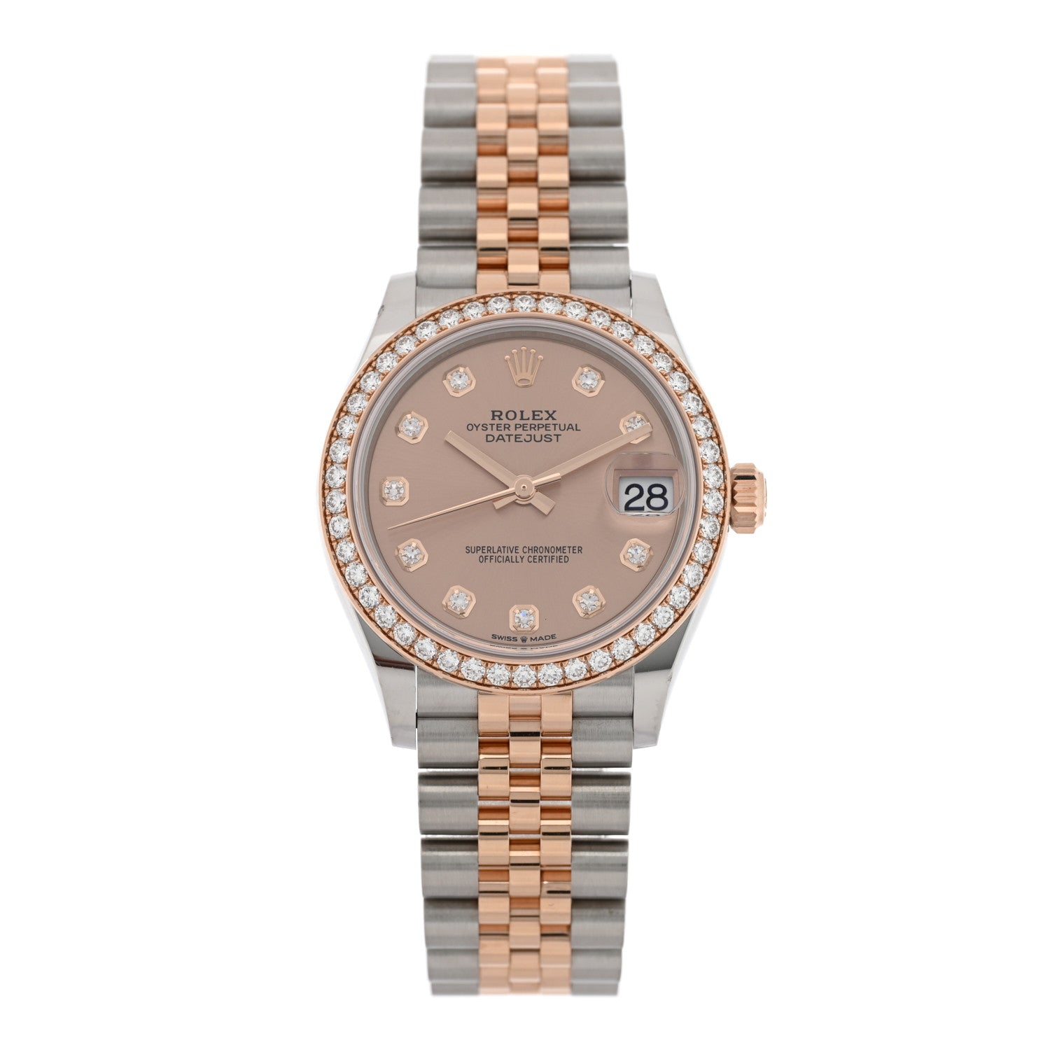 Stainless Steel 18K Everose Gold Diamond 31mm Oyster Perpetual Datejust Watch Pink 278381RBR
