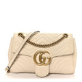 Calfskin Matelasse Medium GG Marmont Shoulder Bag White