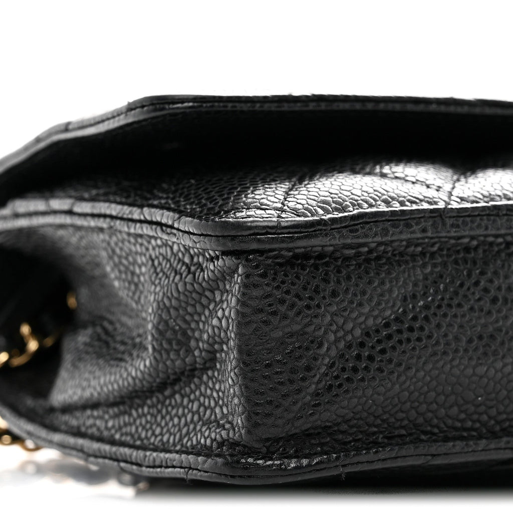 Caviar Quilted Wallet on Chain WOC Black