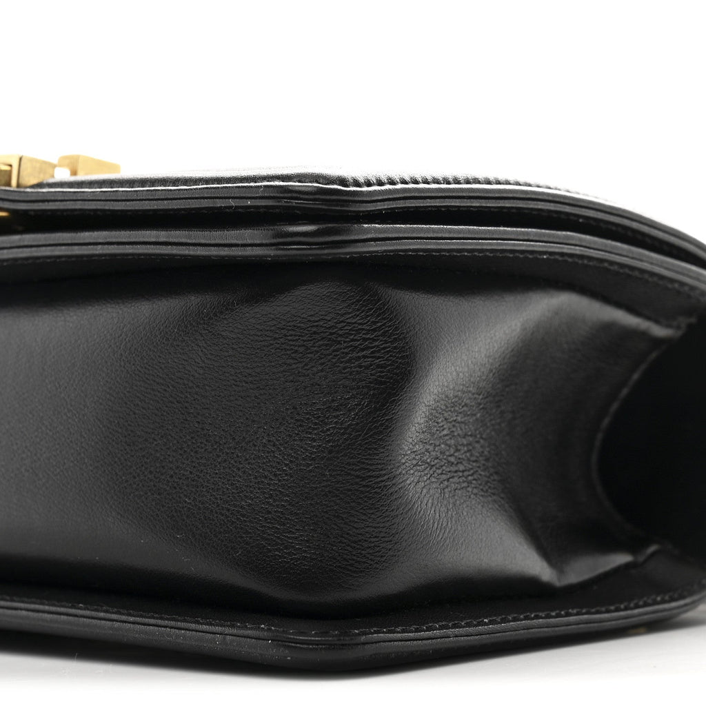 Calfskin Quilted Small Boy Flap Black