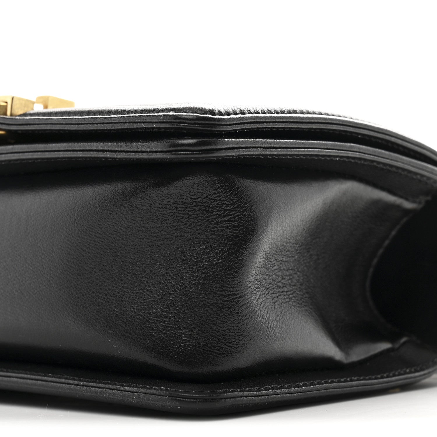 Calfskin Quilted Small Boy Flap Black