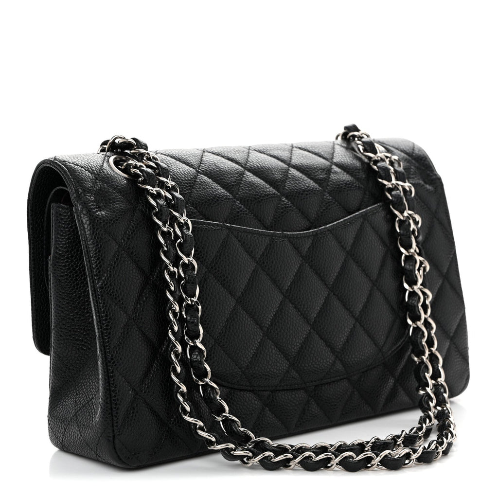 Caviar Quilted Medium Double Flap Black