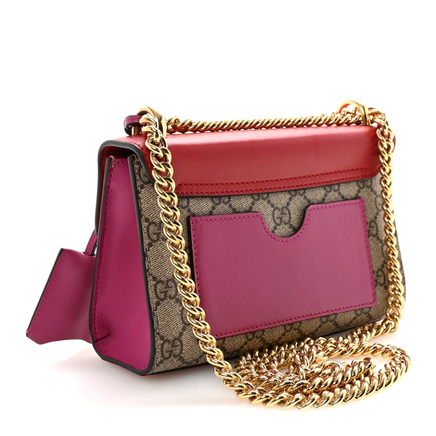 GG Supreme Monogram Calfskin Small Padlock Shoulder Bag Beige Hibiscus Red New Rosette